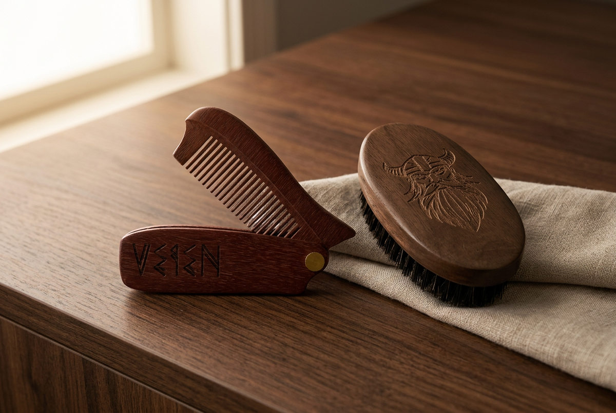 Veien beard brush and foldable comb