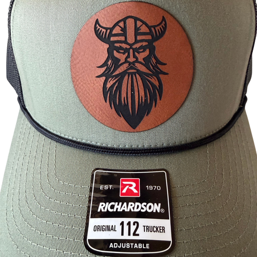 Custom Leather Patch Ball Cap – Richardson 112 (Loden Green & Black)