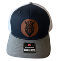 Custom Leather Patch Ball Cap – Richardson 112 (Navy, White & Heather Grey, 6-Panel)
