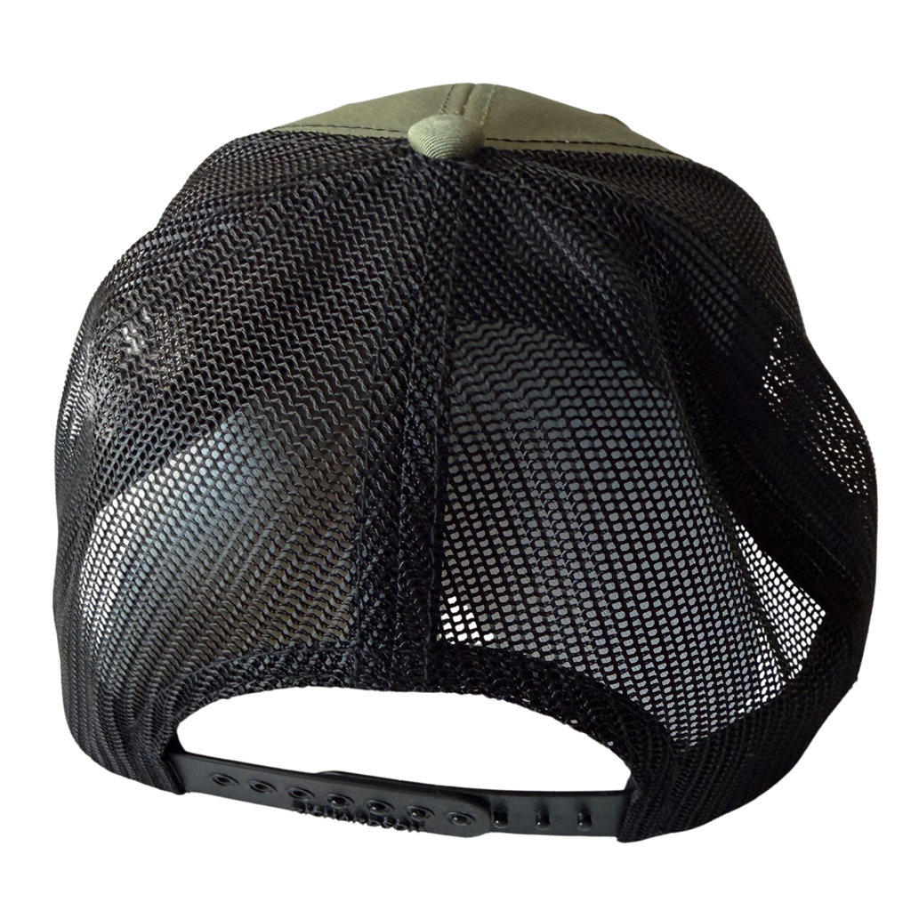 Custom Leather Patch Ball Cap – Richardson 112 (Loden Green & Black, 6-Panel)