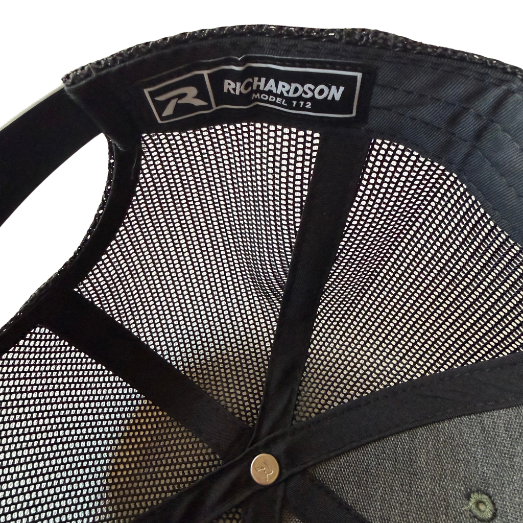 Custom Leather Patch Ball Cap – Richardson 112 (Loden Green & Black, 6-Panel)