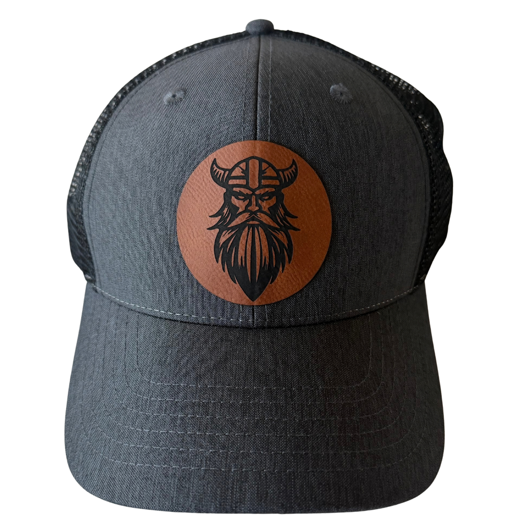 Custom Leather Patch Sport Trucker Cap – Black/Black