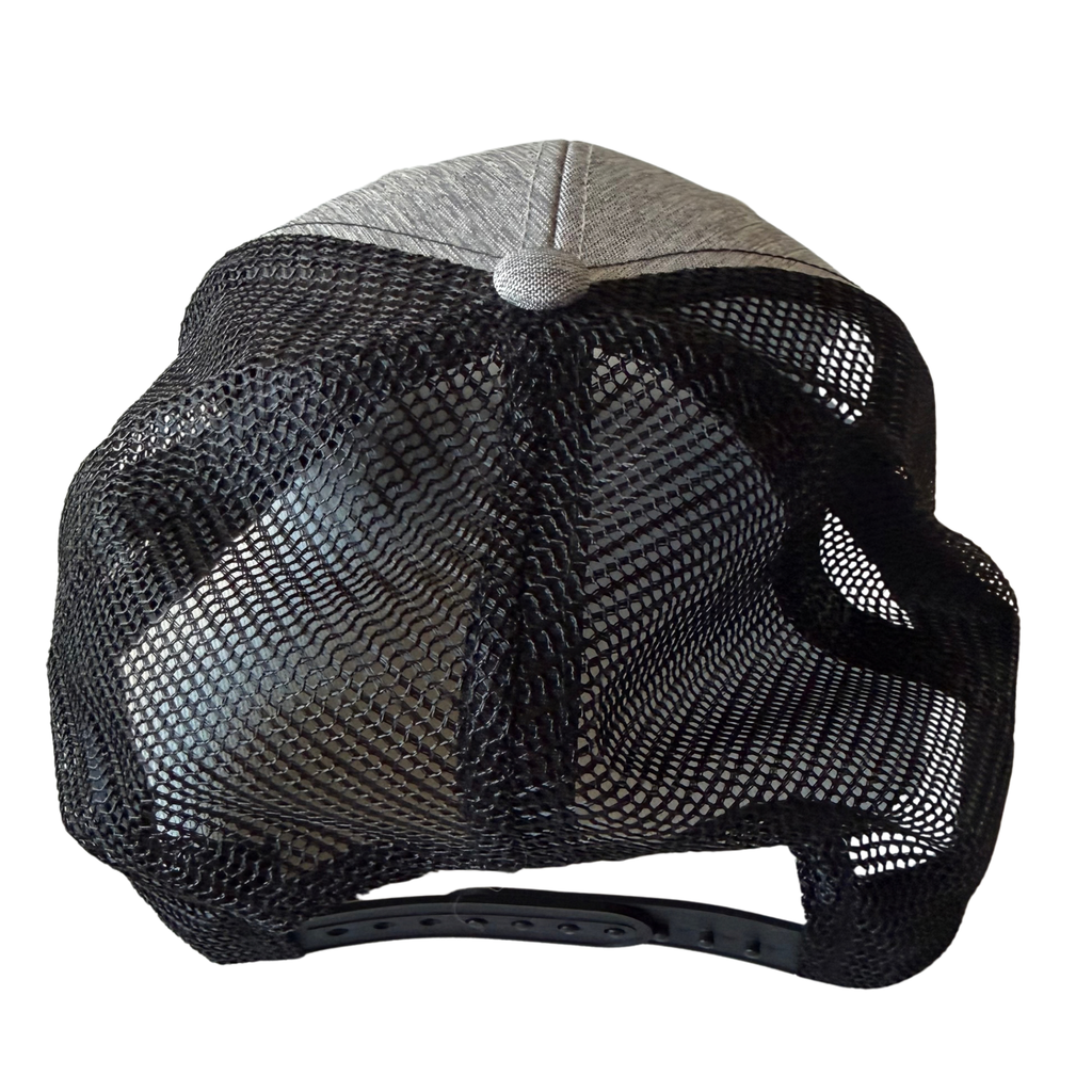 Custom Leather Patch Sport Trucker Cap – Light Grey & Black