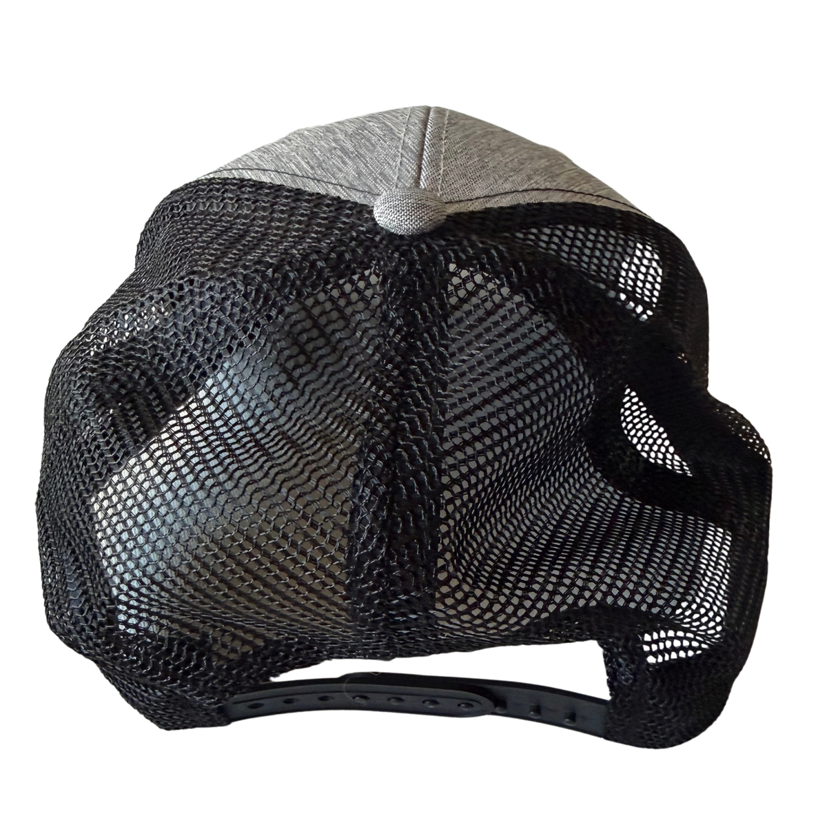 Custom Leather Patch Sport Trucker Cap – Light Grey & Black